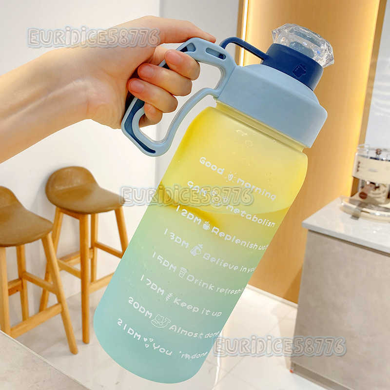 Gorgeous Gradient Space Plastic Cup Sports Water Cup Female Summer Portable Large Capacity Water Cup Straw Plastic Cup H250911