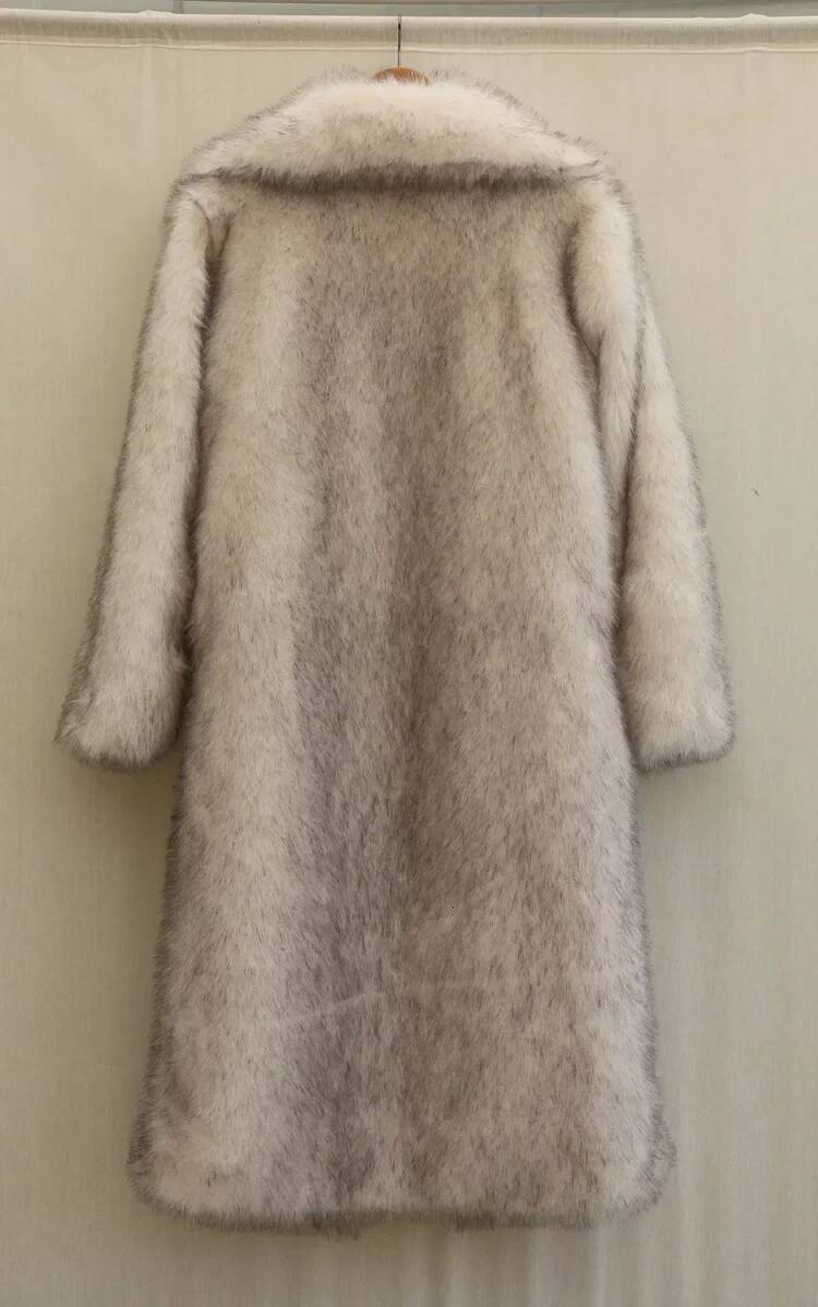 Long Faux Fur Men Autumn Winter Large Men's Jacket Overcoat Mens Clothing Thick Coat Warm Hooded Jackets Maxi Coats