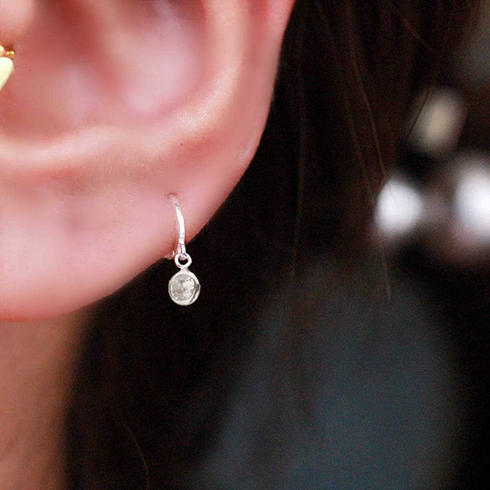 Hoop Earrings for Women Girls 925 Sterling Silver Charms Minimalist Tiny Round Cubic Zirconia Drop Dangling Cartilage Helix Tragus Diamond SolicateW25