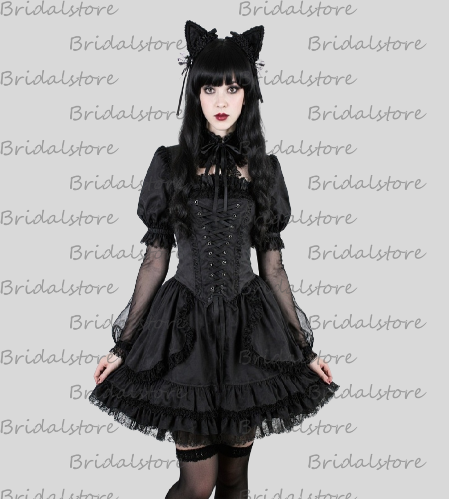 1920s Gatsby Medieval Short Costume Evening Dress Lolita Short Sleeves Lace Ruffles Halloween Dark aesthetic Cosplay Prom Dress Formal Vestio De Longo