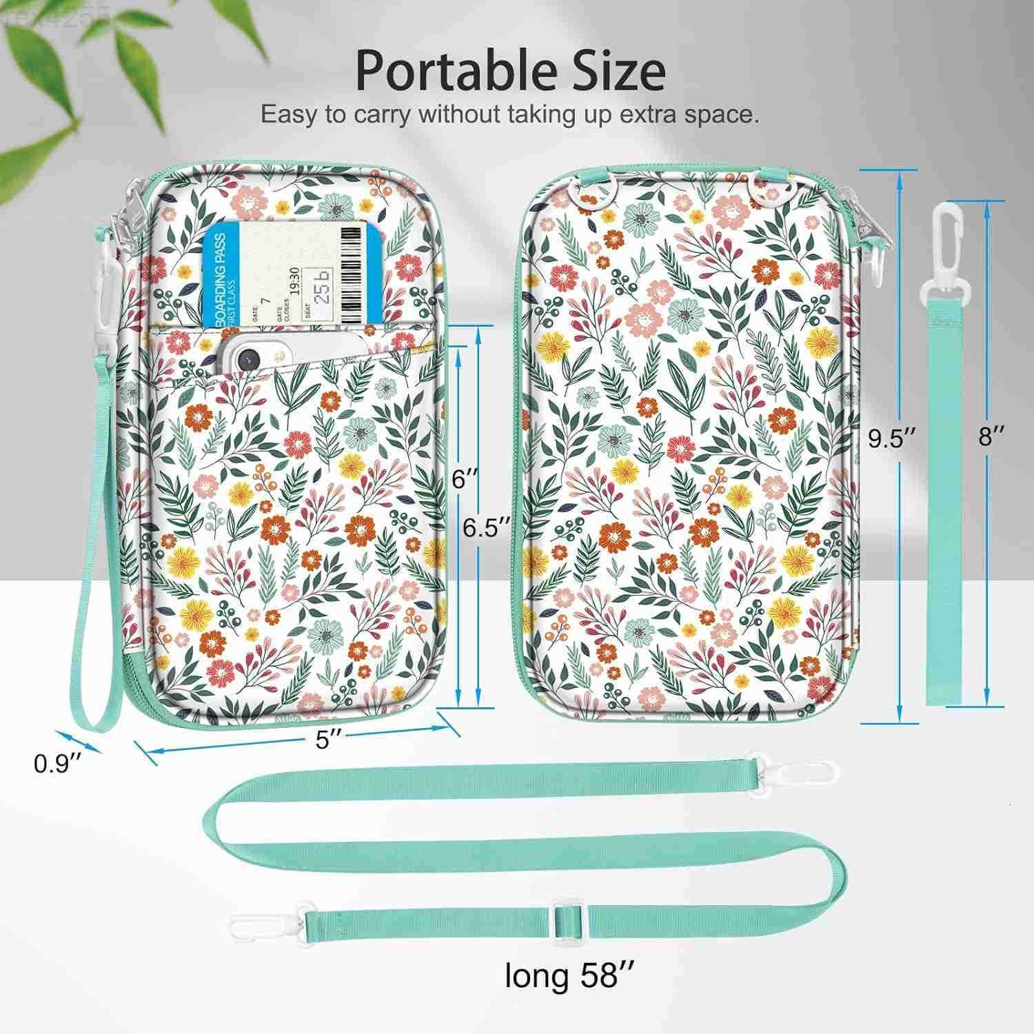 Family Passport Holder for Travel 6 People Big Capacity RFID Blocking Travel Document Organizer Clutch Bag with Pen Holder Keychain Credit Cards Case 