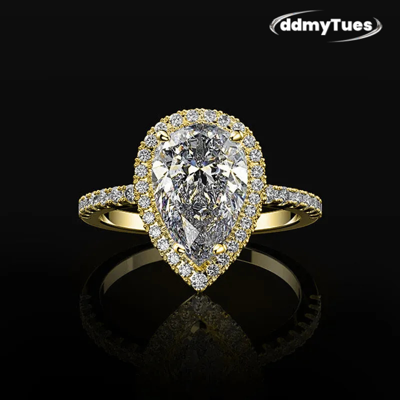 2025 New Creative Designer Sparkling Water Drop-shaped Zircon Ring, Women's Wedding Jewelry Wholesale TUES