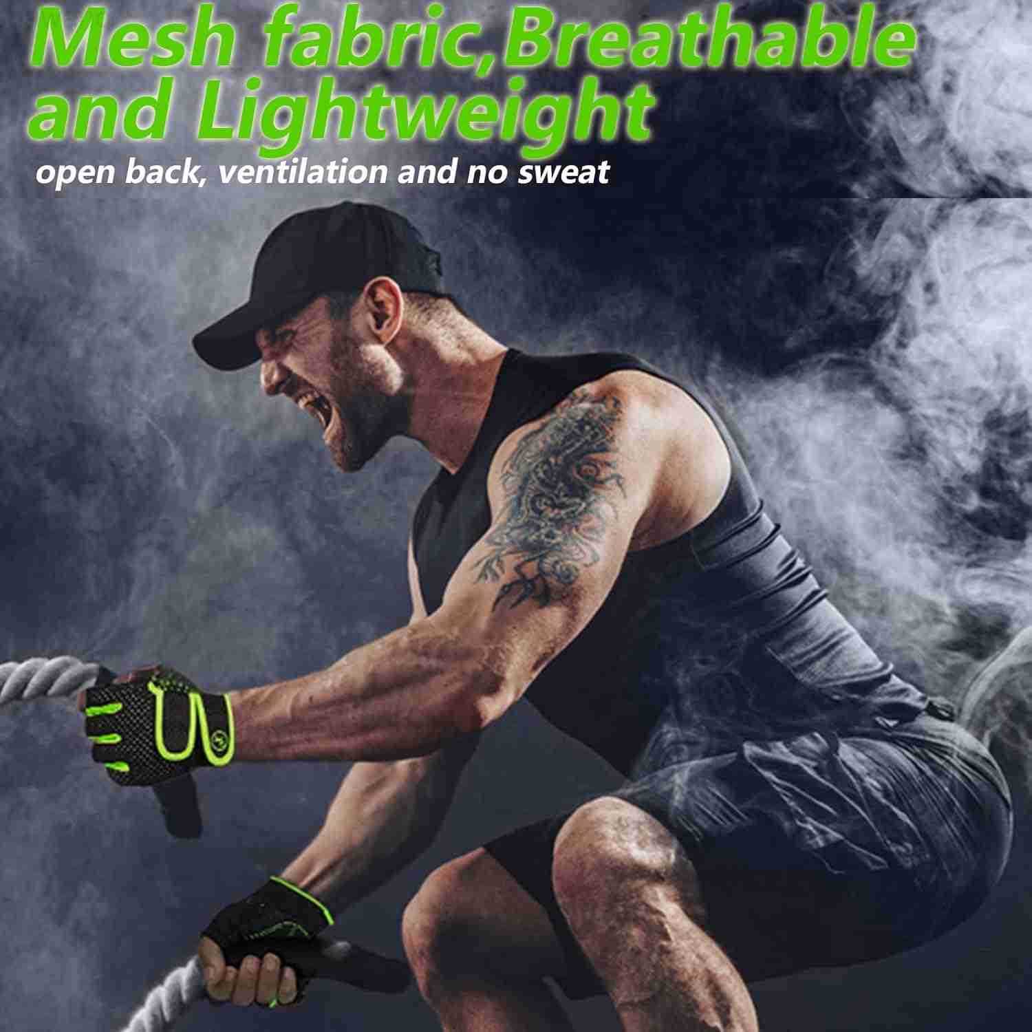 Workout Gloves Padded Weight Lifting Gloves for MenWomen 3MM Gel Fingerless Grip Gym Gloves Fitness Gloves for ExerciseHangingWeightlifting Cycling Pu