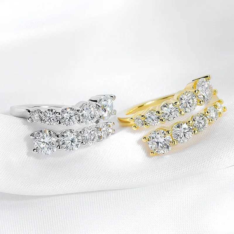 Smyoue 10 Gems Full Moissanite Rings for Women Sparkling Flawless Lab Created Diamond Wedding Band S925 Sterling Silver Jewelry W250911