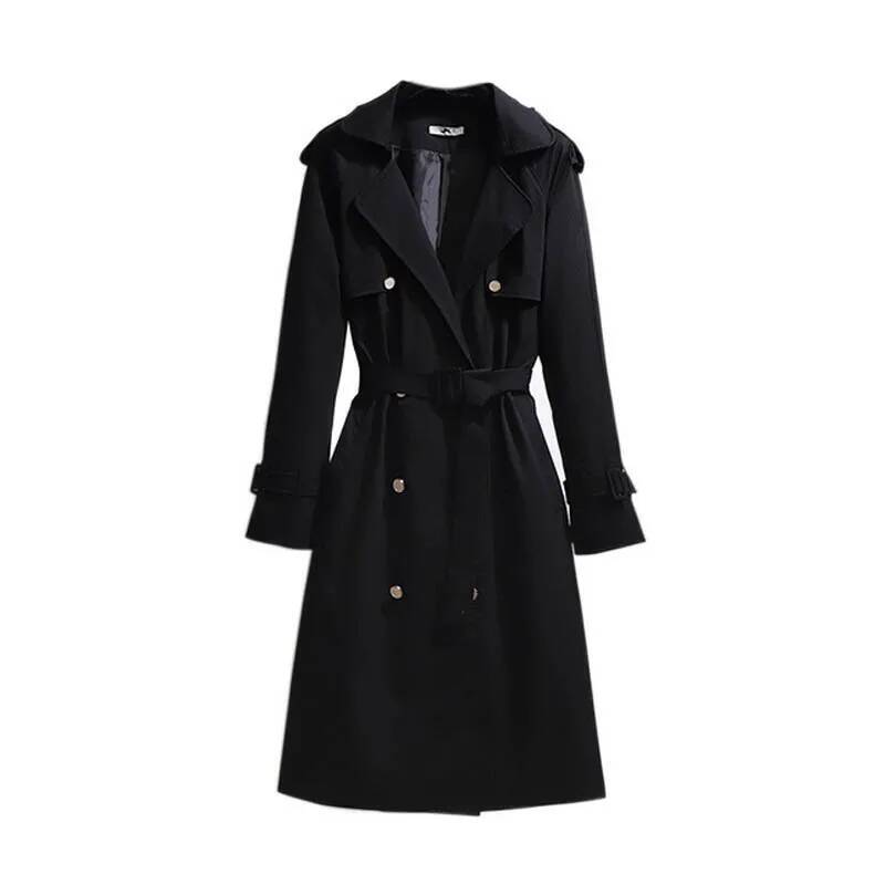 150Kg Plus Size Women's Autumn Tailored Collar Long Trench Bust 153cm 5XL 6XL 7XL 8XL 9XL Loose Double-Breasted Coat