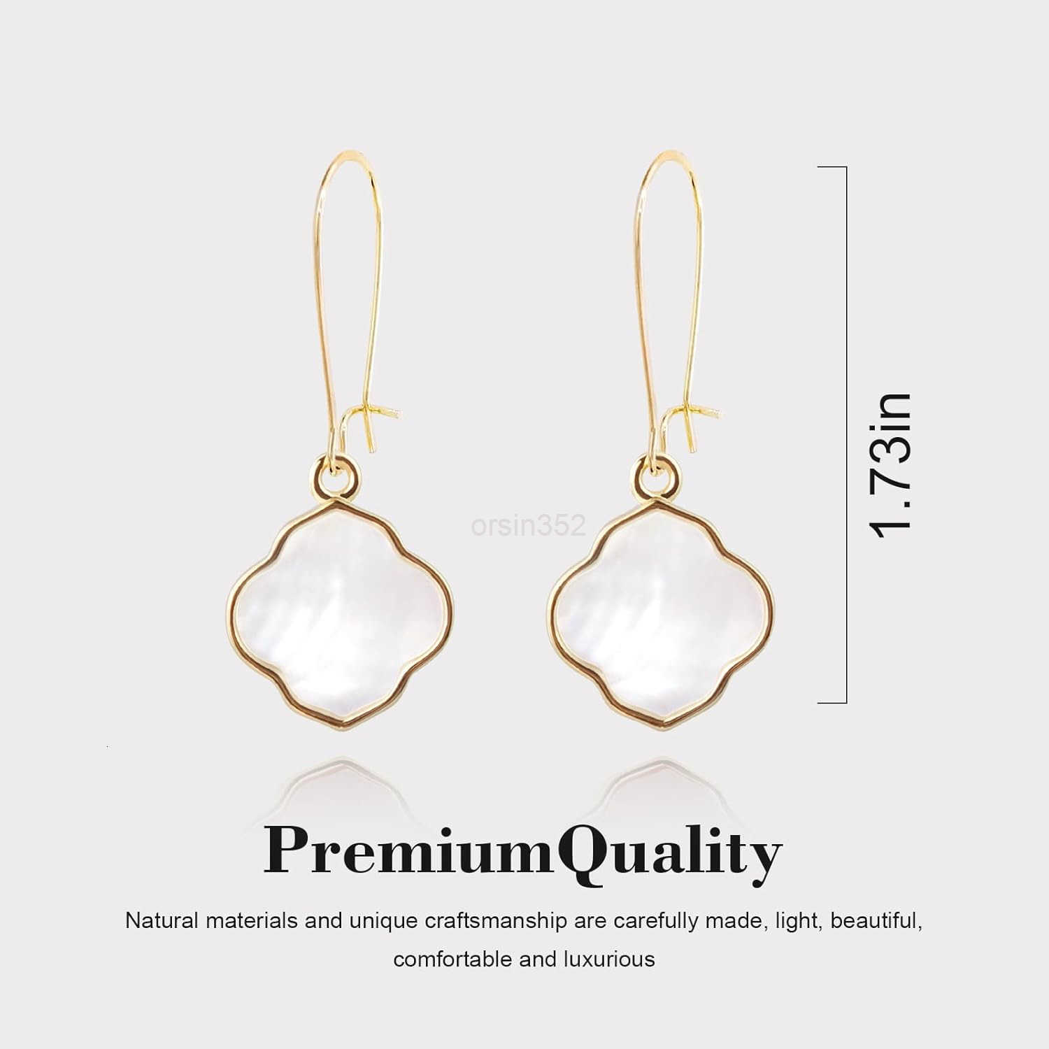 Earrings for Women14K Gold Drops Dangle Pendant Natural Stone Natural shell of Pearl Earrings Handmade Premium Quality Jewelry are the Gift for MomWif