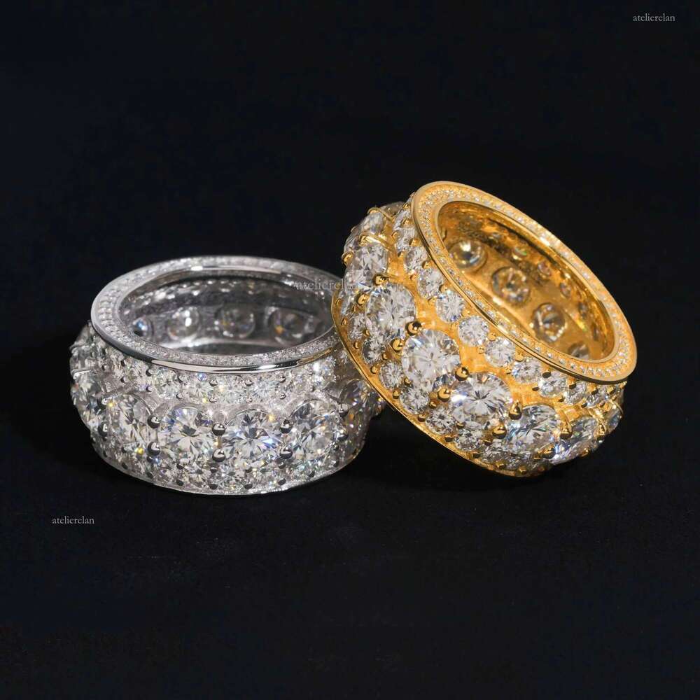 Hip Hop Fashion Jewelry Gold Plated Solid Sterling Sier Dia Men Rings Iced Out Moissanite Ring