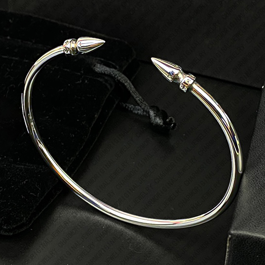 Chrome Bracelet Designer Bracelet Stainless Steel Double Bullet Head Open Cuff Designer for Women Luxury Jewlery Statement Unique Trendy Gift Elegant Modern Chic