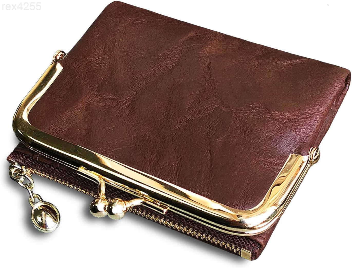 Womens Wallet RFID Small Compact Bifold Leather Vintage WalletLadies Coin Purse with Zipper and Kiss LockW250911