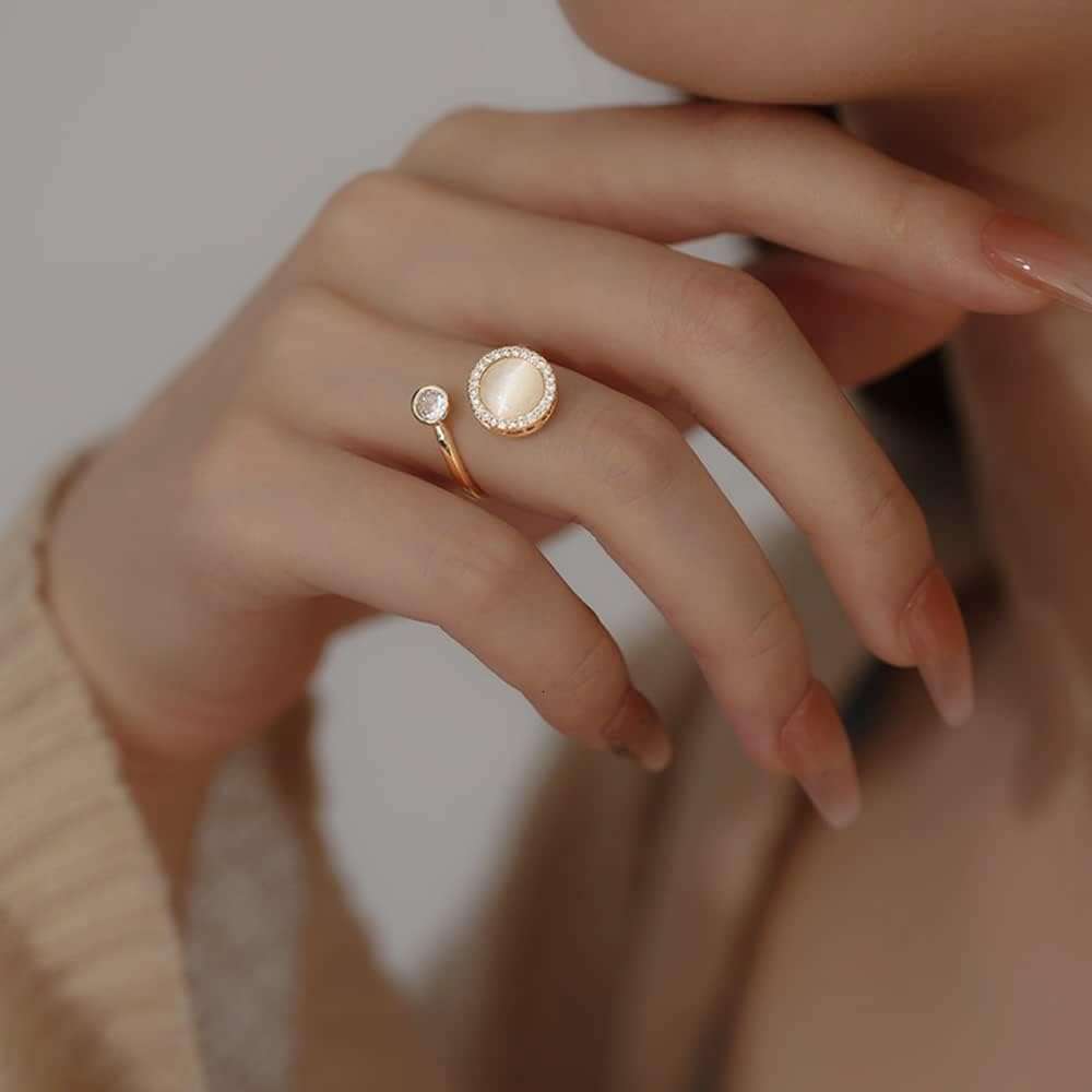 6Pcs 14K Gold Plated Women, Adjustable Spinner Ring, CZ Butterfly Bee Moon Star Fidget Rings Anxiety Stress Relief for Women