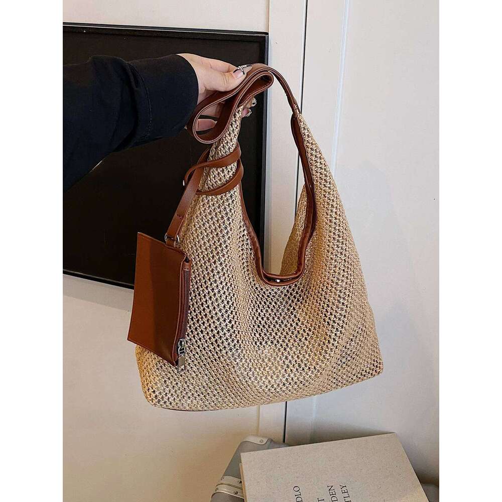 Designer Bag Large Capaci Commuter St Woven Tote Women's Summer New Single Oulder Vaion Beach Holiday Entanglement Bag