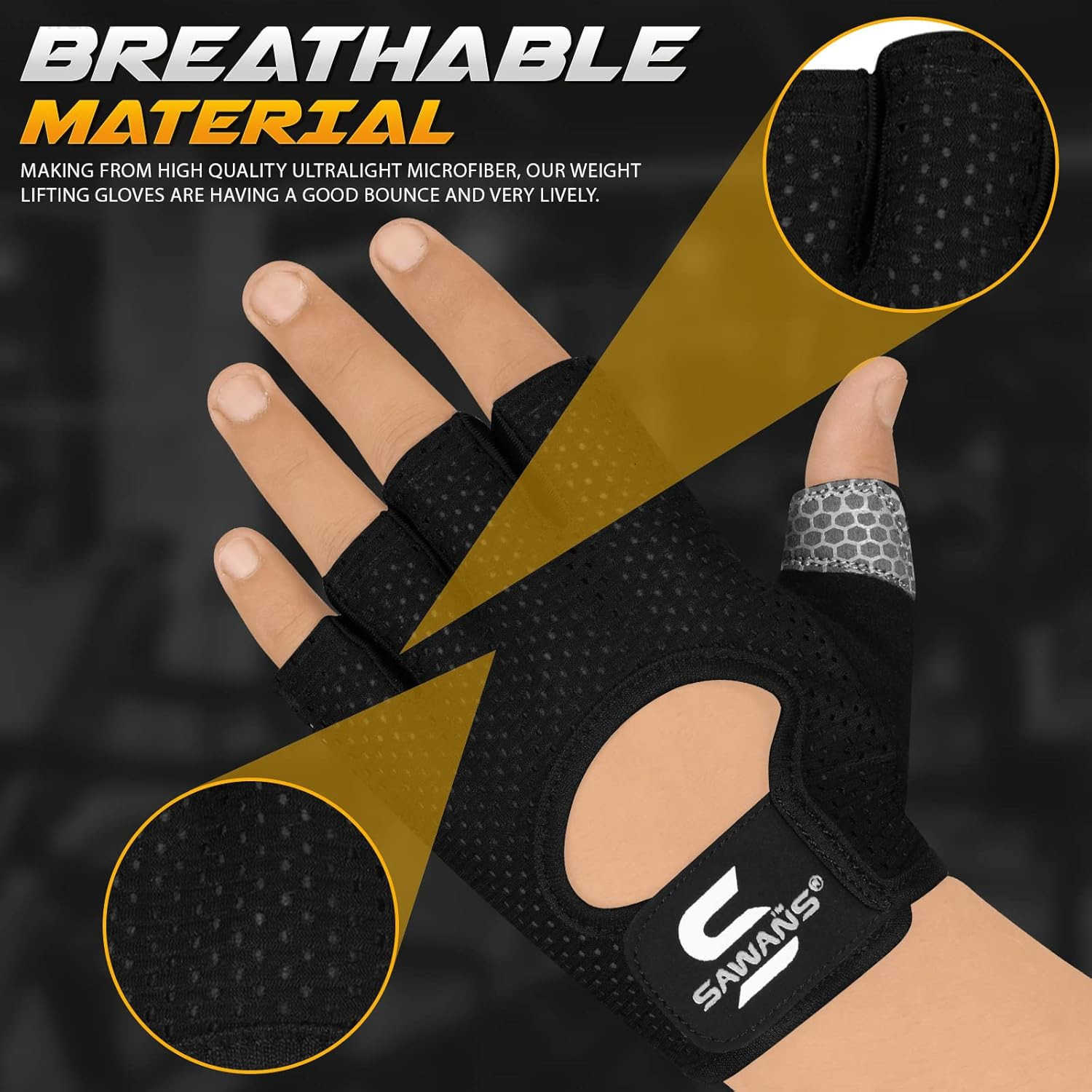 Workout Gloves for Men and Women Weight Lifting Gloves Gym Fitness Exercise Cycling Pull ups Microfiber Lightweight Breathable NonSlip Silicone Padded
