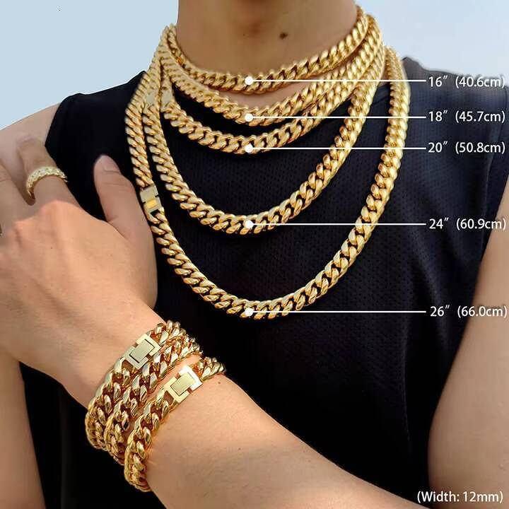 Wholesale Mens Stainless Steel Cuban Link Necklace Jewelry Cadenas De Hombre Hip Hop 18k Gold Plated Chain