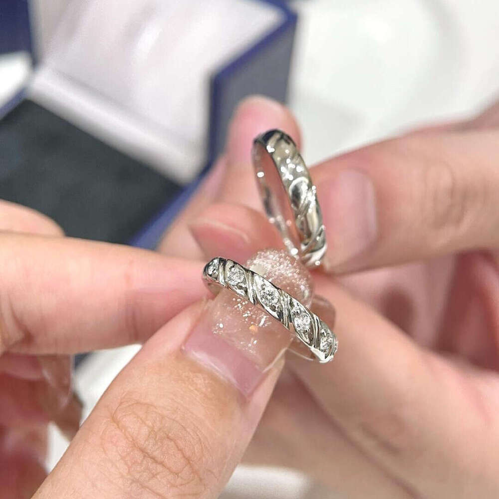 Shangjia Xuan Love Women's Wedding Diamond Ring Niche Couple Rings Ins Valentine's Day Wave Shape