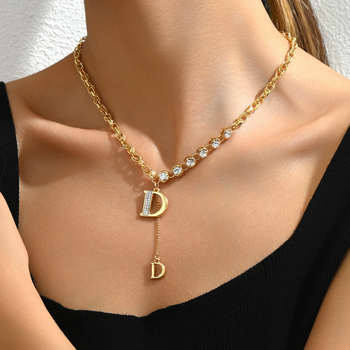 Luxury Brand Designer Jewelry Sweet Korean Style Fresh Women's Necklace Personalized English Letter Niche Design Clavicle Chain Inlaid With Zirco