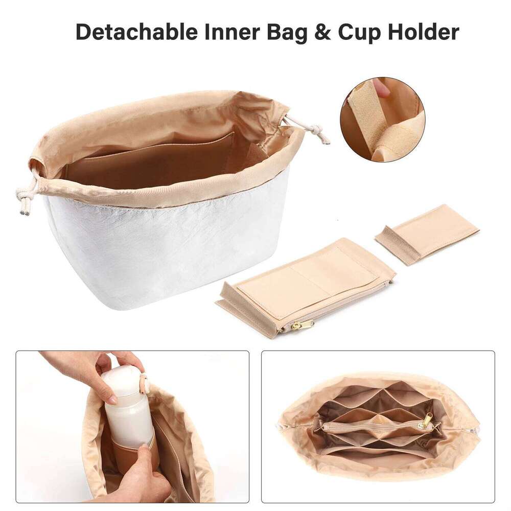 CRAZYSMITH Organizer For Nano Noe Handbag Dupont Paper Inner Insert Storage Bags Drawstring Liner Bag Support Shaper