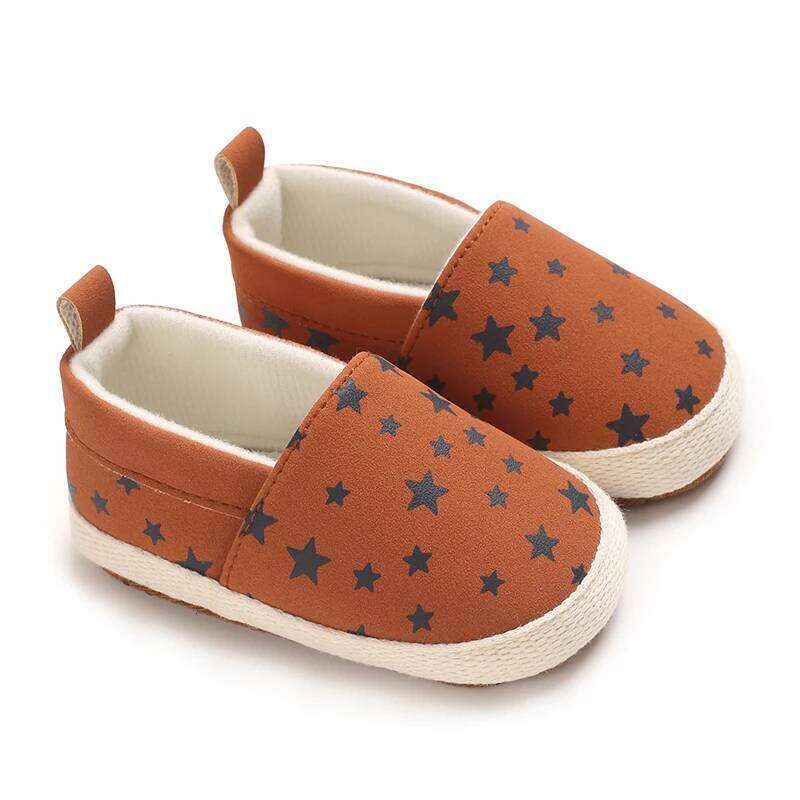 Fashionable Baby Boy Canvas Spring And Autumn Flat Shoes With Star Embellishment soft 0-18M Newborn Soft Sole Anti Slip