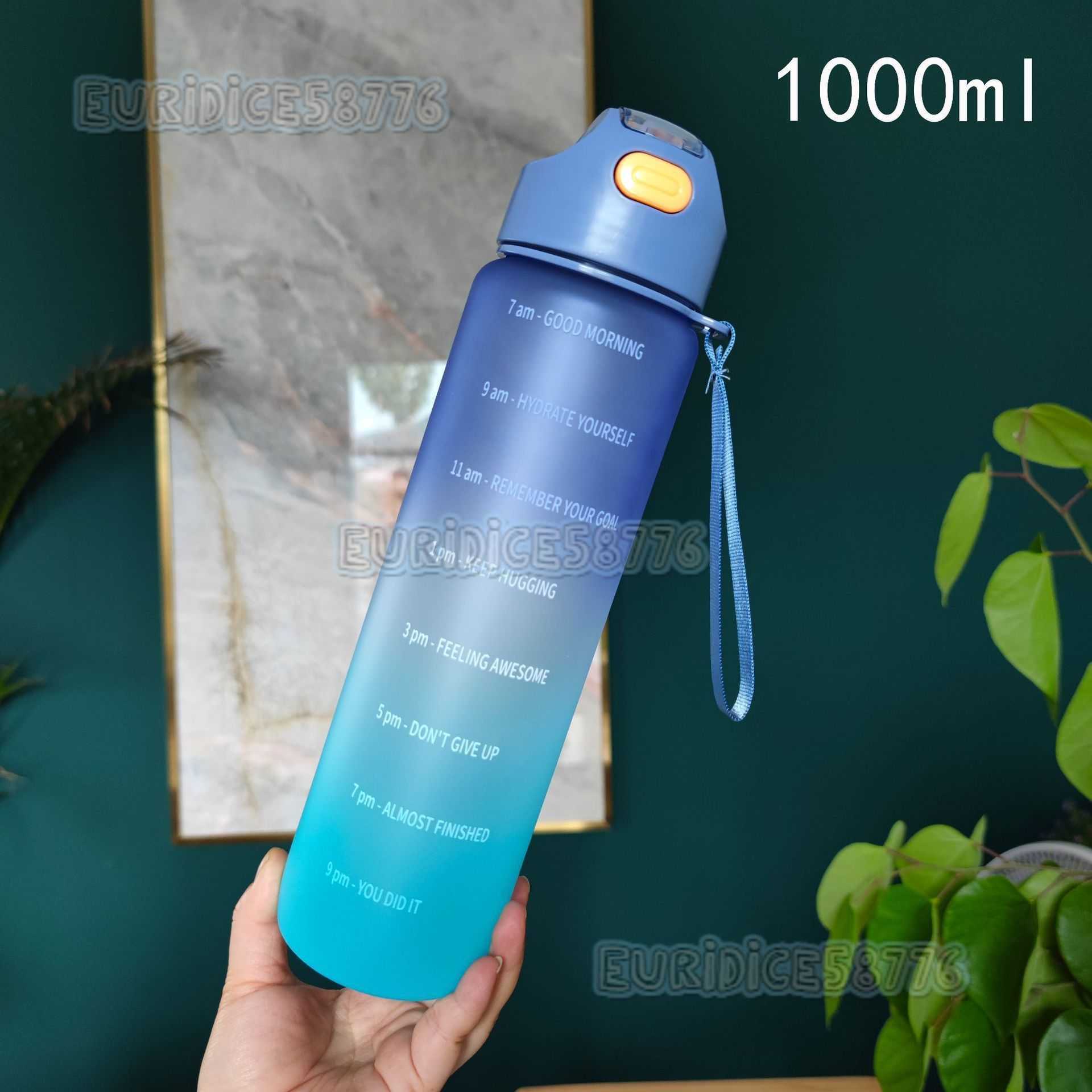 New Simple Gradient Matte Spout Plastic Water Cup with Portable Strap for Adults Outdoor Sports Water Bottle H250911