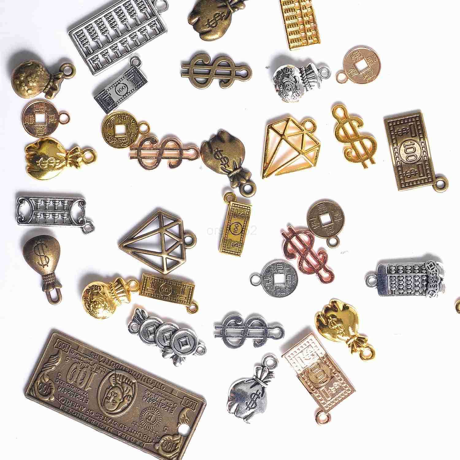 100 G Vintage Antique Metal Charms for Jewelry Making Bulk Silver Gold for Necklace Earrings DIY CraftsW250911
