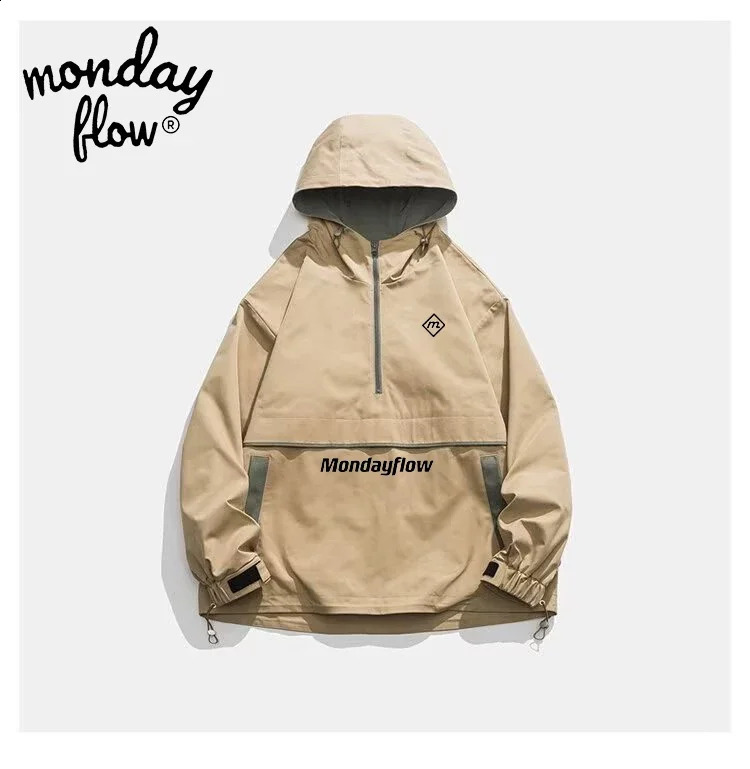 Monday Flow Autumn Korean Golf Apparel Mens Long Sleeve Coat Half Zip Golf Jacket Windbreaker Women Sports Golf Clothes 250910