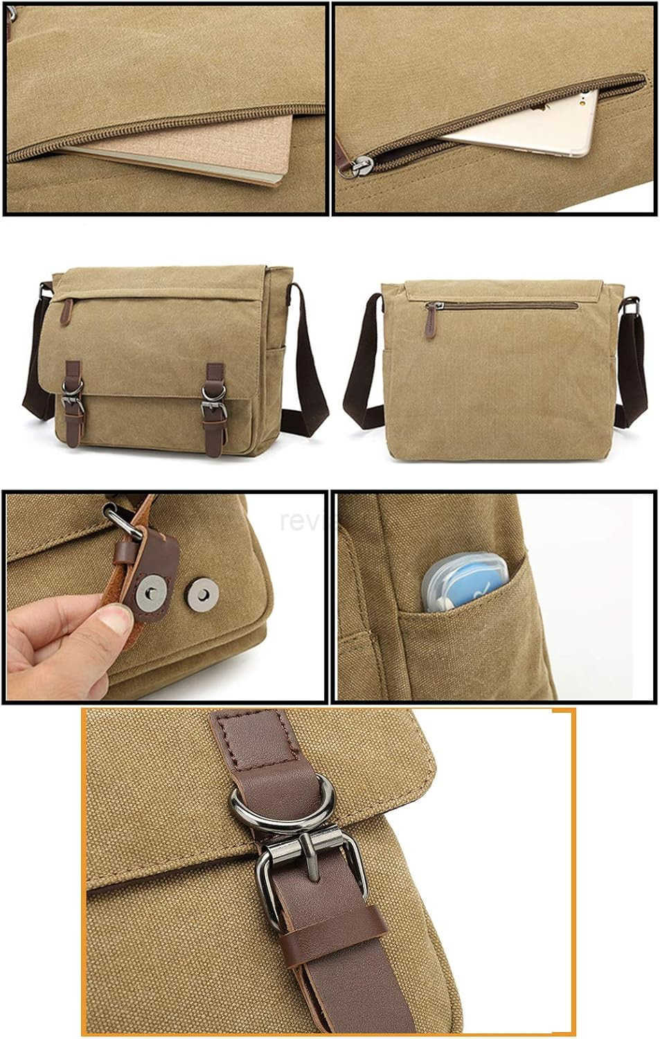 Canvas Vintage Messenger Bag Shoulder bag Leather Large Travel Crossbody bags for men women 15inch LaptopW250911