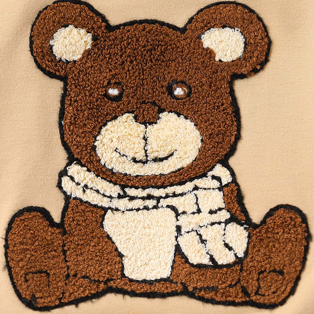 2-piece set of fashionable baby boys' cartoon bear 3D embroidered ribbed round neck patchwork plaid long sleeved hoodie and pants set for autumn 
