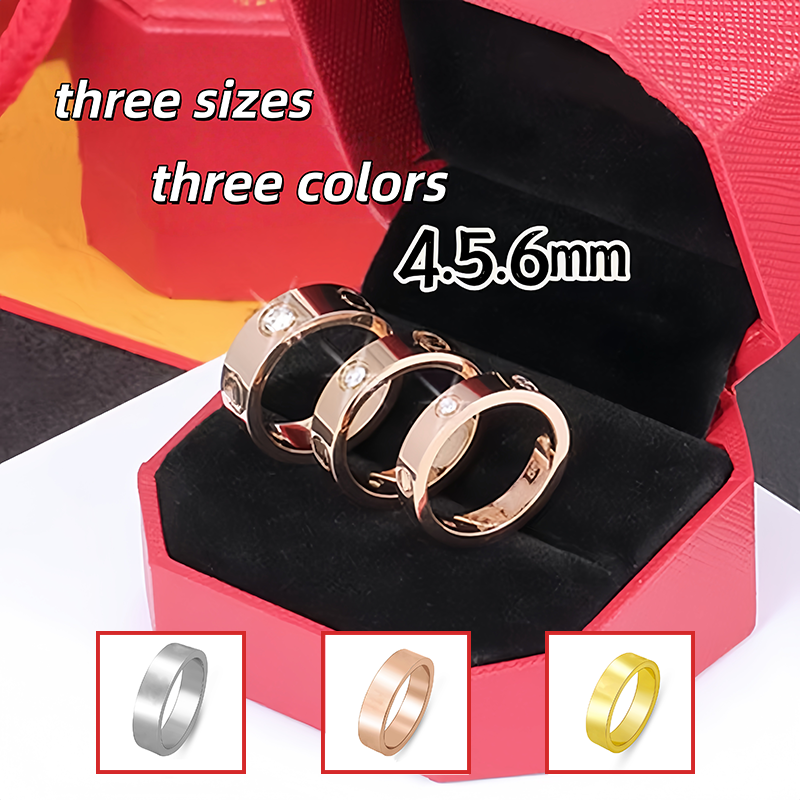 luxury Designer ring classic for women mens rings Fashion loves ring diamond Titanium steel Alloy Gold-Plated Silver Rose Never fade Not allergic 5mm 6mm 7mm k407-1