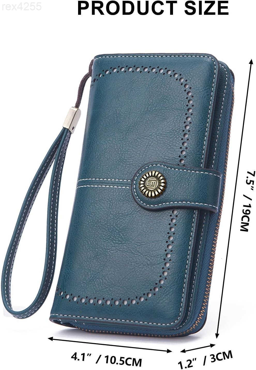 Red Wallet for Women PU Leather Large Capacity RFID TriFold Wallets with Wrist Strap and Zipper for Hold Credit CardsCell PhonesKeys Girlfriends Mothe