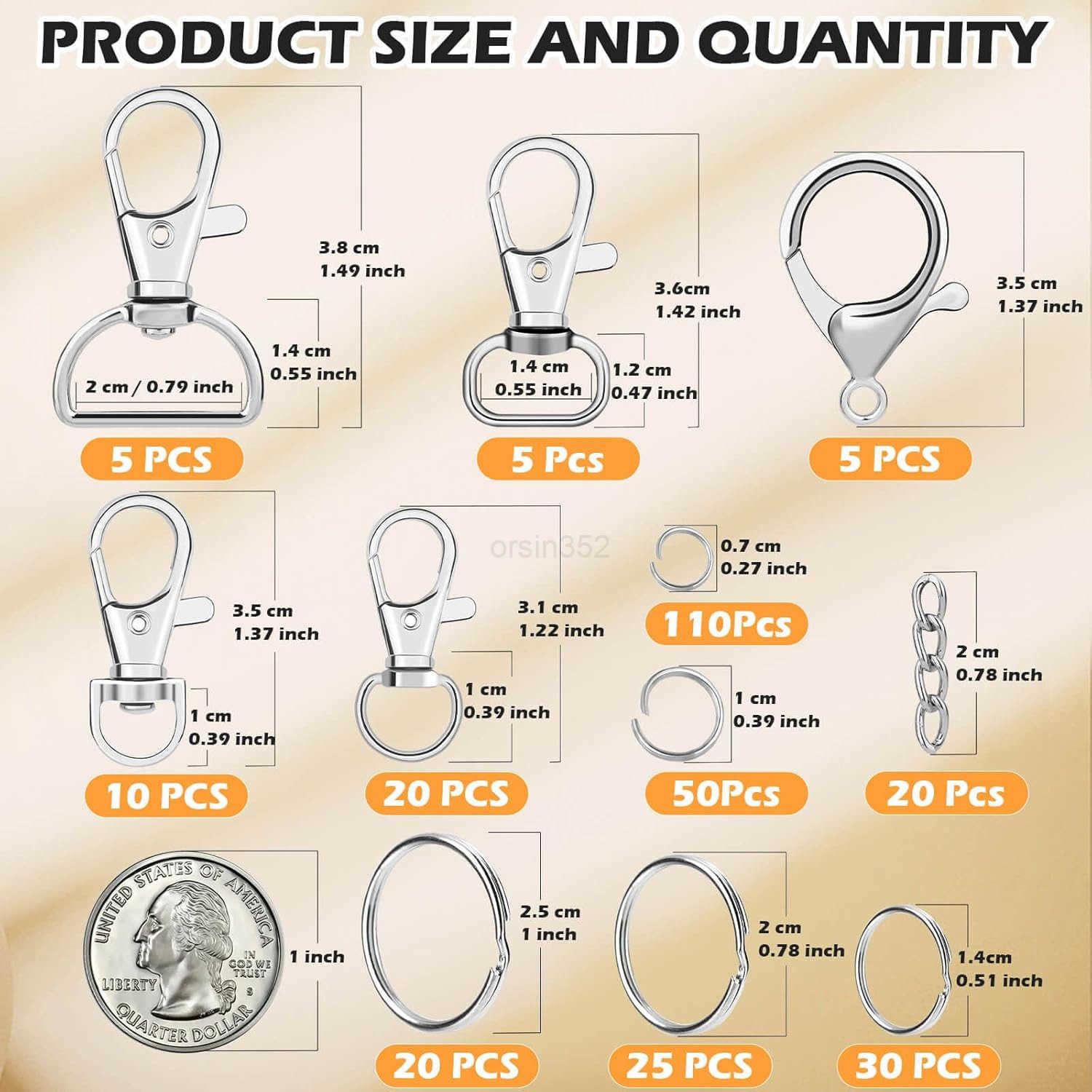 300PCS Keychain Making Kit Keychain Craft Supplies Including Key Chain Clips Lanyard Snap Hooks Key Rings and Jump Rings for Key Chain Making Purse Ma
