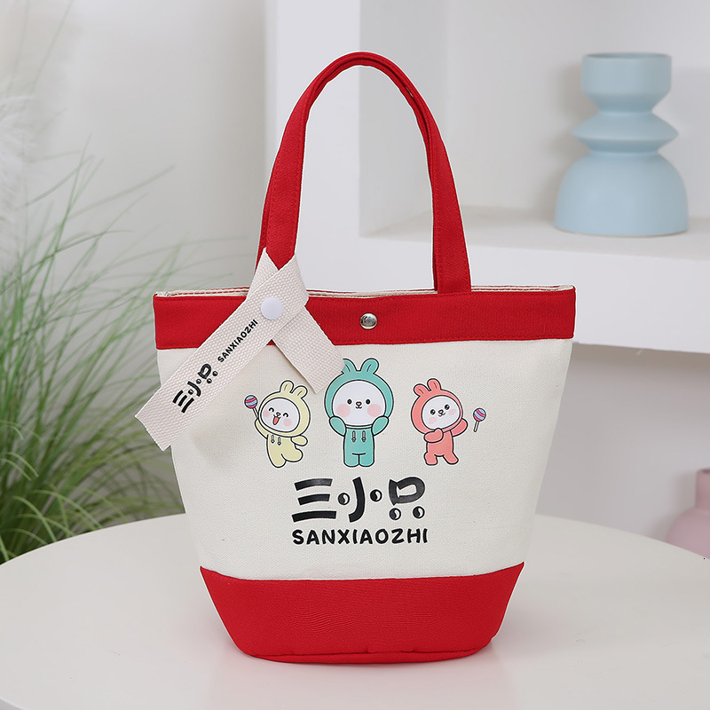 Canvas Bucket Bag New Canvas Bag Handheld Cartoon Cute Office Handbag Lunch Bag Designer Bag Mommy Luxury Free Shipping Bag Tote Bag