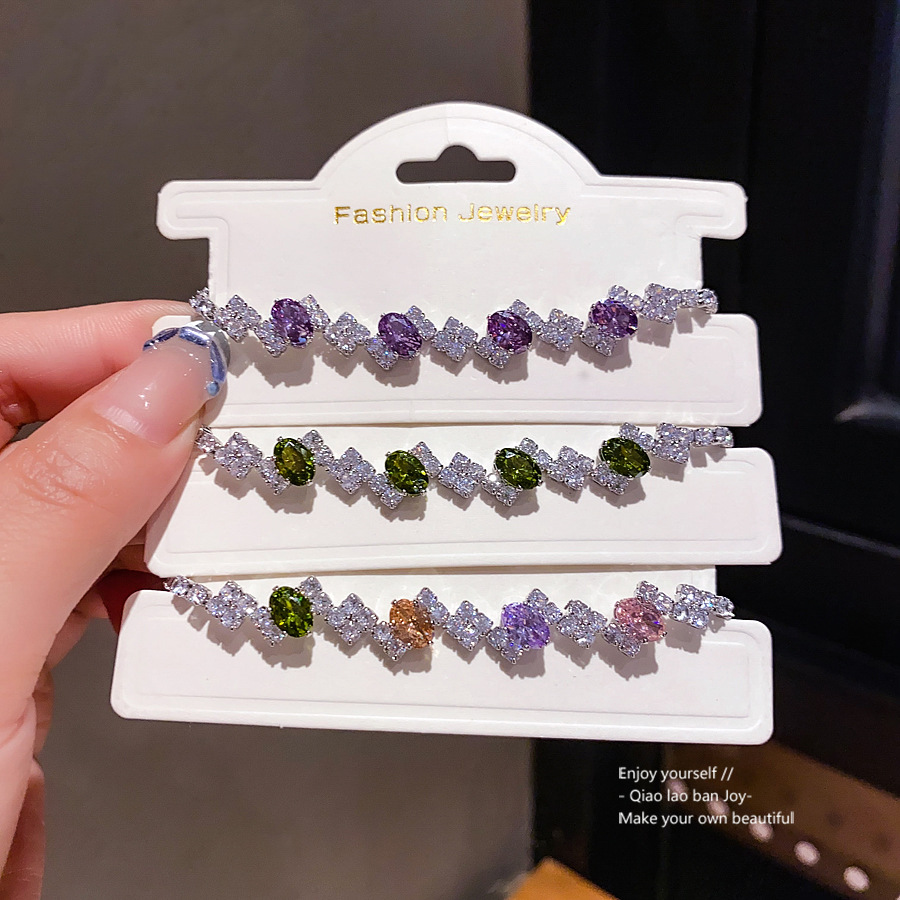 Silver - Toned Bracelet With Sparkly Mixed - Cut Crystals, Delicate Chain Design Glamorous Daily & Elegant Jewelry Gift For Her High - Quality And Shi