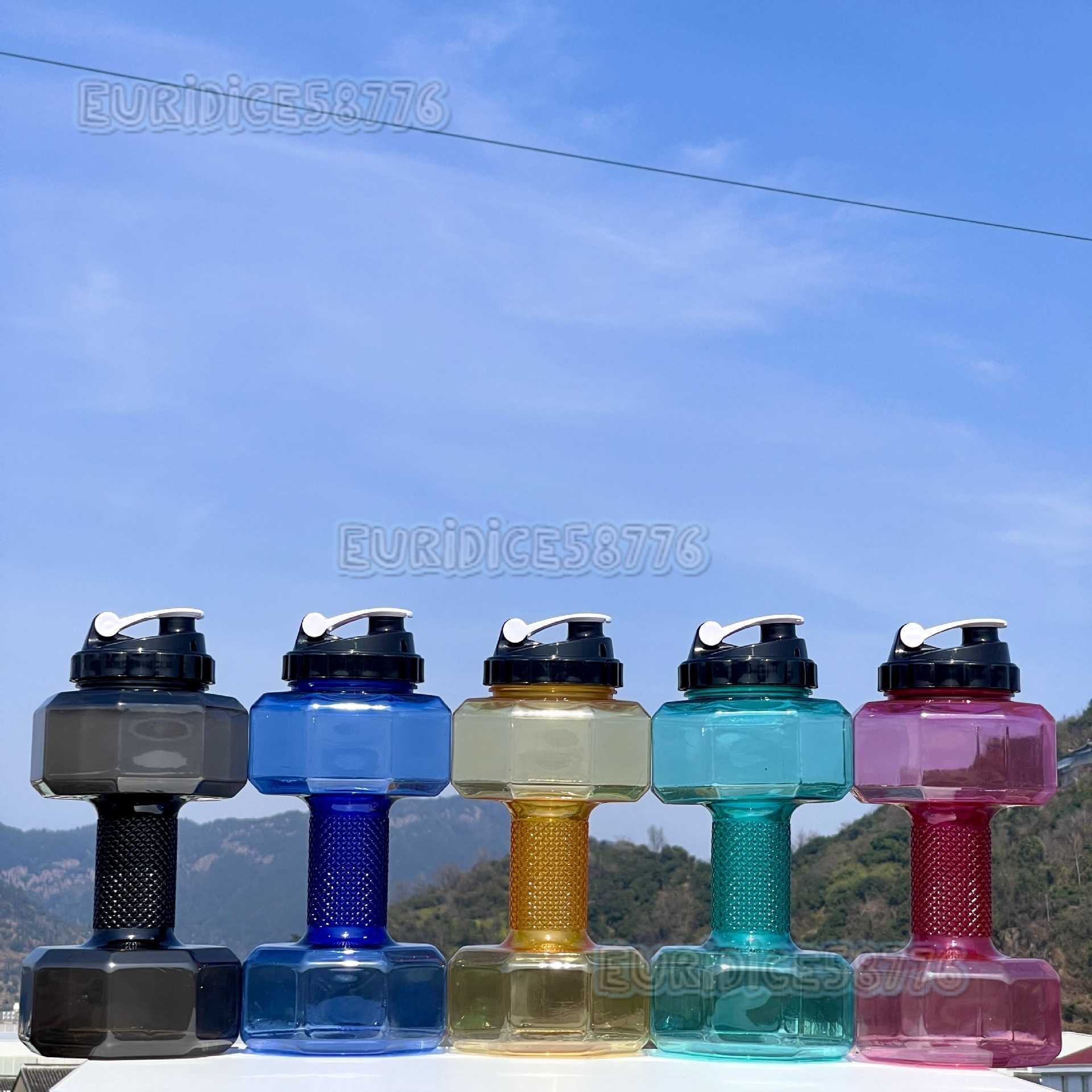 Creative Dumbbell Water Cup Fitness Refillable Plastic Cup 22l Large Capacity Outdoor Water Bottle Creative Fitness Water Cup H250911