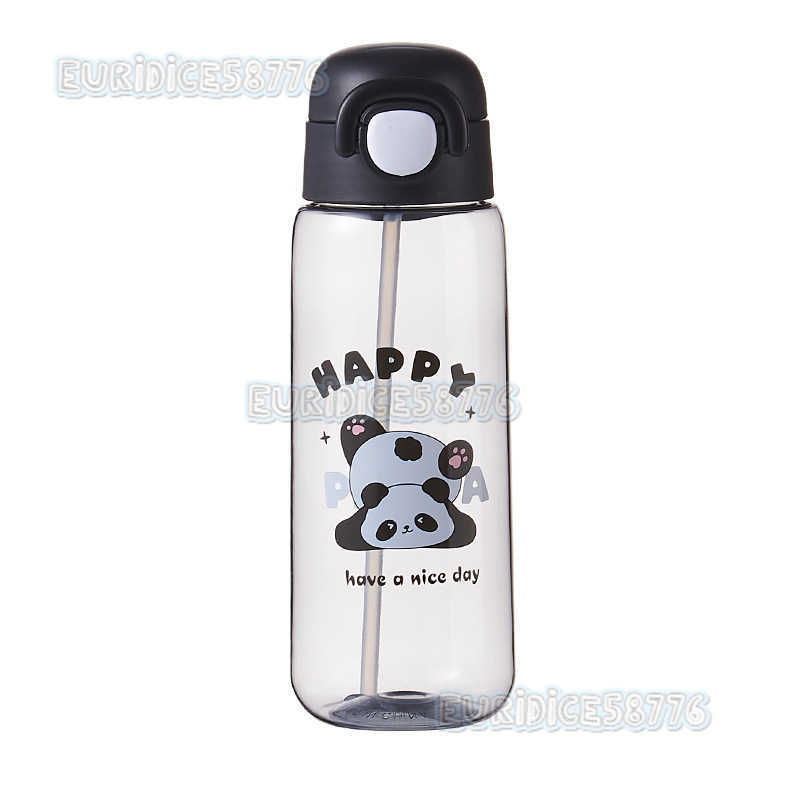 New Panda Plastic Cup Portable Cup Cute Cartoon Plastic Straw Cup Childrens Handy Cup H250911