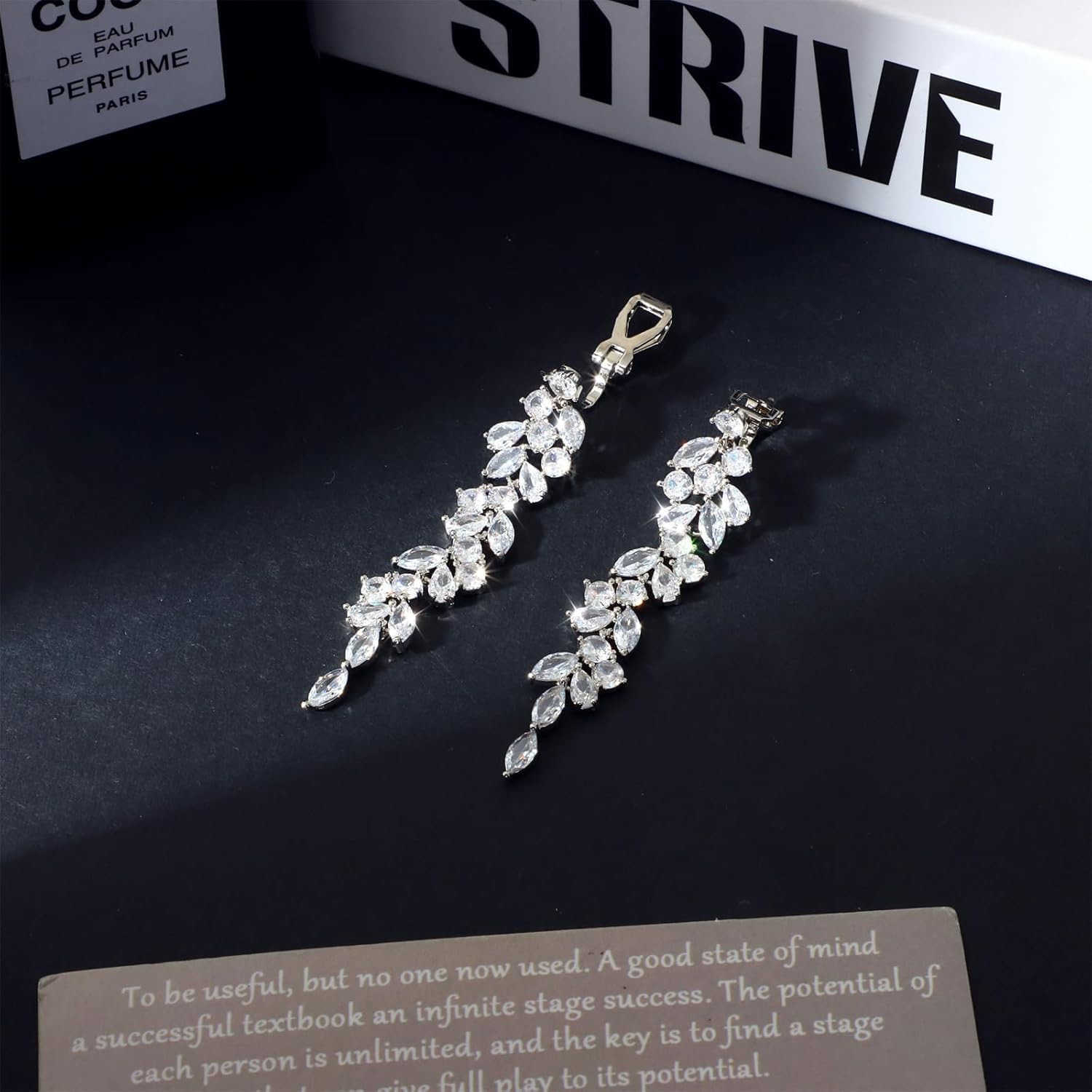 Clip on Earrings for Women 925 Sterling Silver Plated Cubic Zirconia Long Tassel Dangle Drop Earrings Non Pierced Earrings for Women Jewelry Gifts Wed