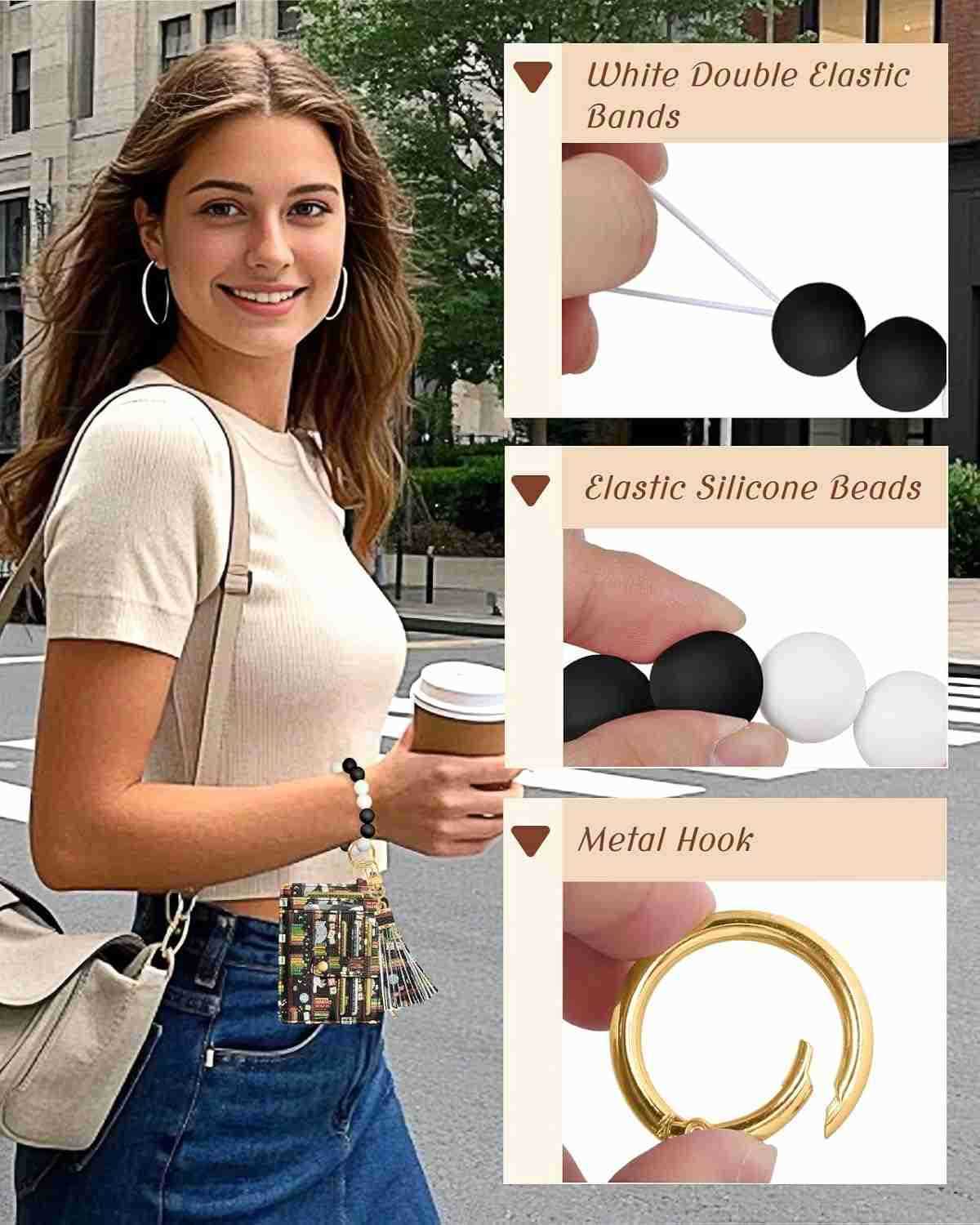Wallet Keychain Wristlet for Women Credit Card Holder Wallets Key Chain Ring Cute Design Slim Small RFID Coin Pocket Purse for Ladies Teen Girls Fashi