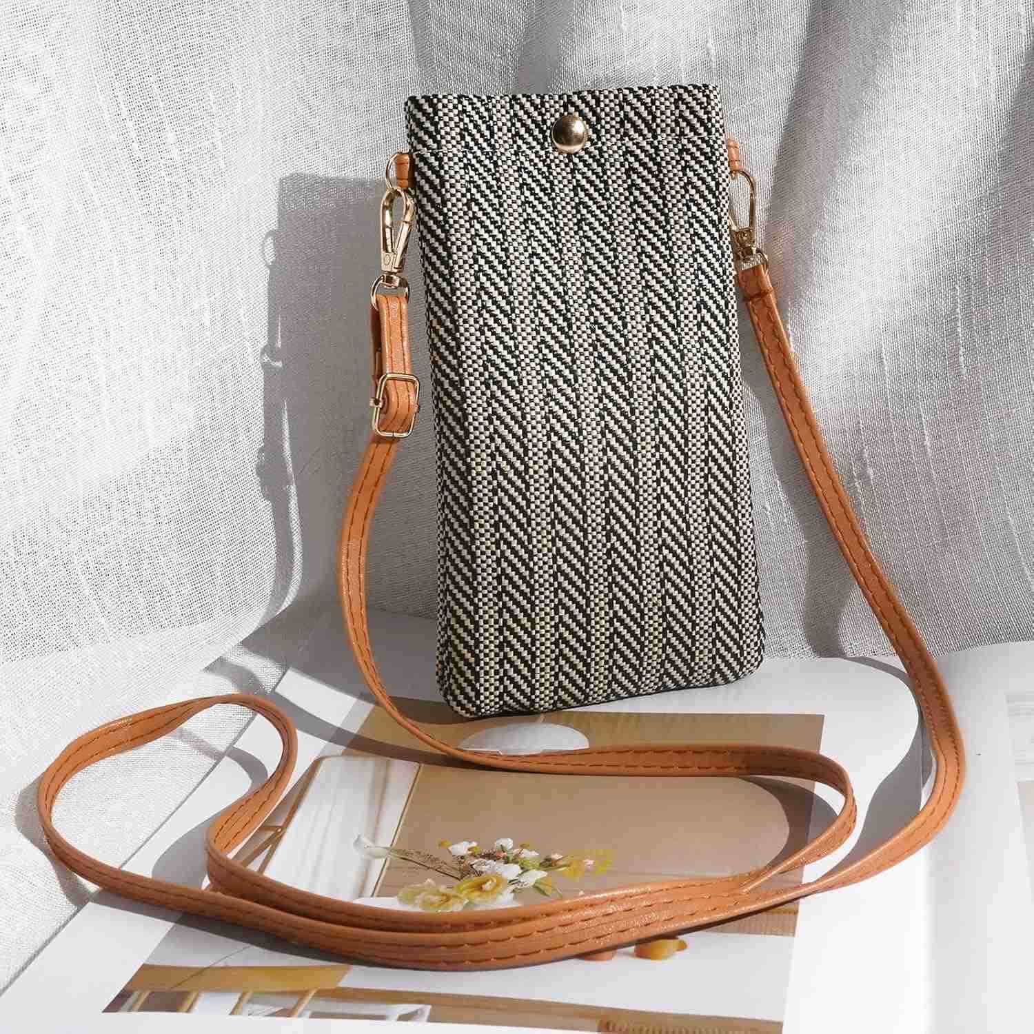 Crossbody Phone Bag for Women Ladies Small Crossbody Shoulder Straw Bag Cellphone Bags Purse WalletW250911