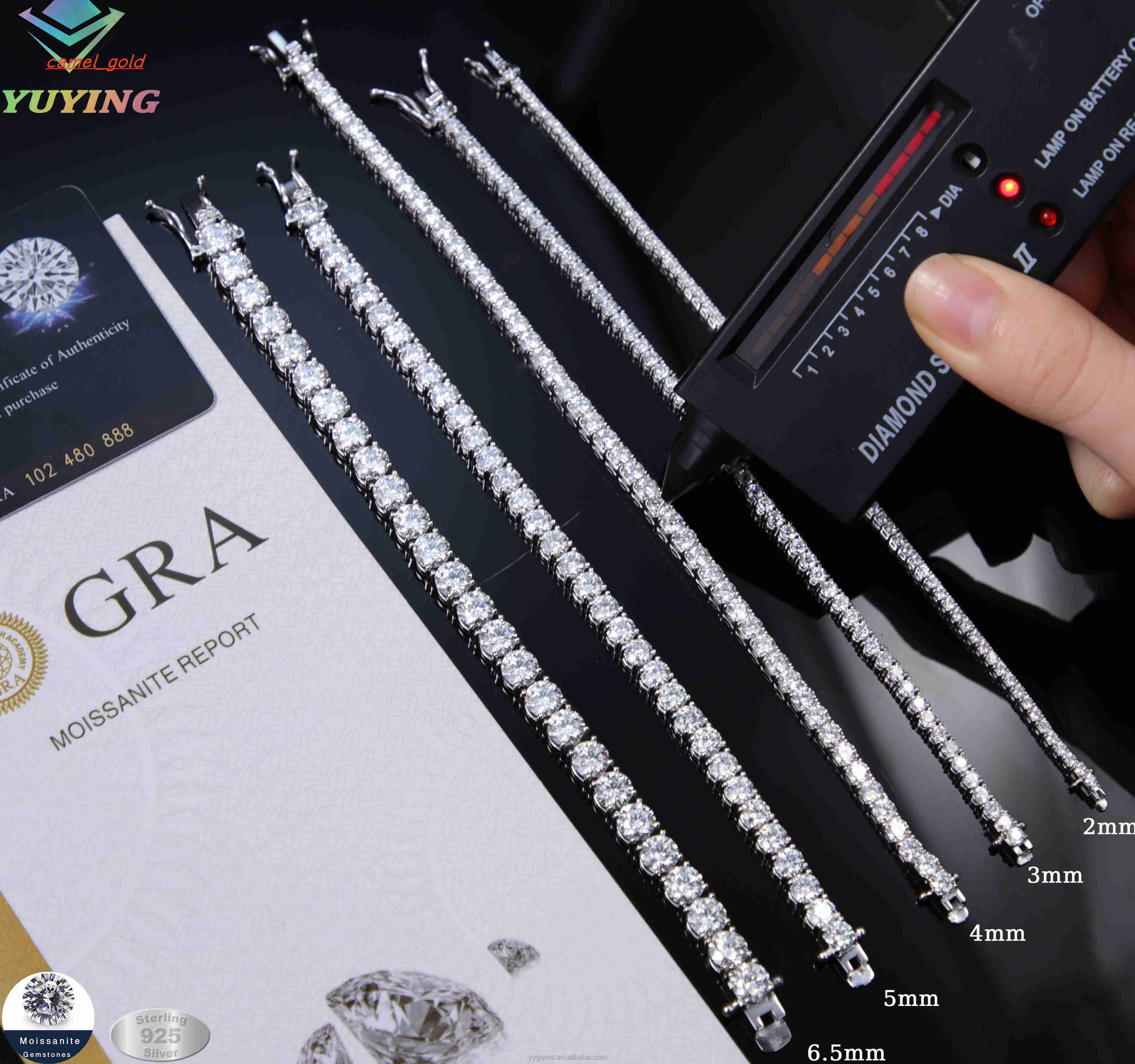 GRA Certificate 2mm5mm Tennis Bracelet 925 Solid Silver Men Women Hip Hop Bracelet VVS Moissanite Tennis Bracelet in Stock