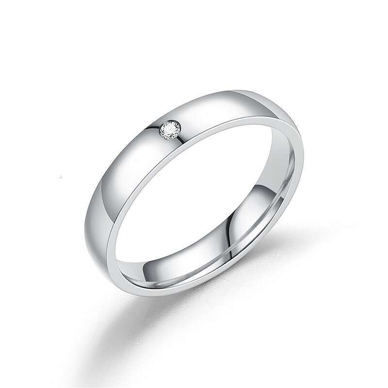 Korean Version Niche Non-Fading Titanium Steel Inlaid for Women Smooth Plain Band Simple Couple Ring Jewelry