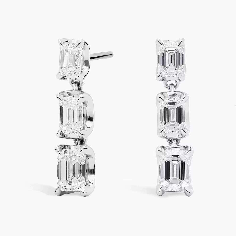 Elegant Sterling Round Moissanite Dangles Classic Sier Droop Earrings with