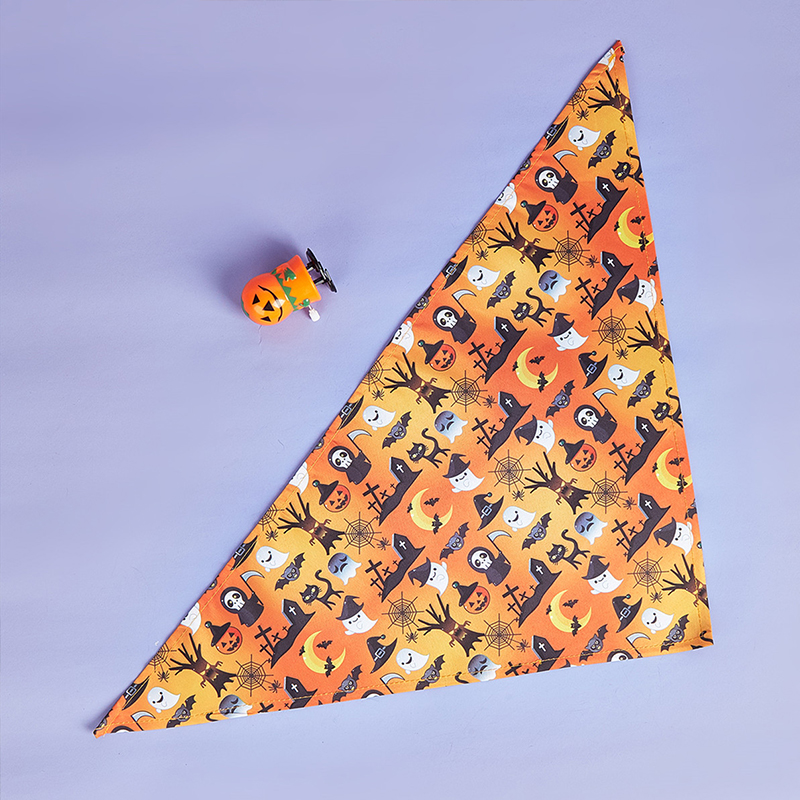 Halloween Orange Ghost Bib Festive Pet Fashion Spooktacular Orange Ghost Plush Bib