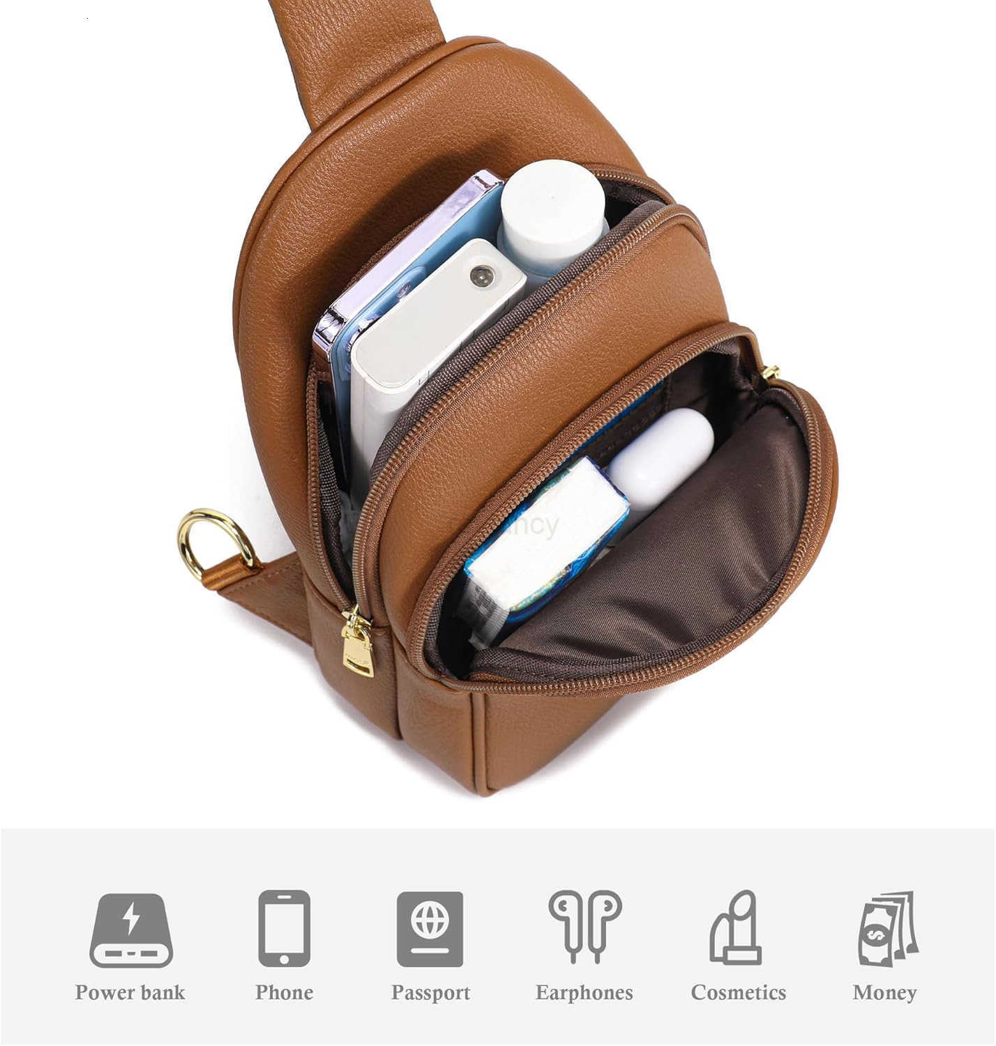Crossbody Sling Bags Fanny Packs Leather Purses Chest Bag for WomenW250911