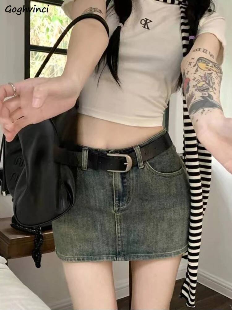 Mini Skirts Women Denim Hotsweet Summer Korean Style Retro Female Simple High Waist Design Fashion Streetwear All-match Elegant dongdumaoyi