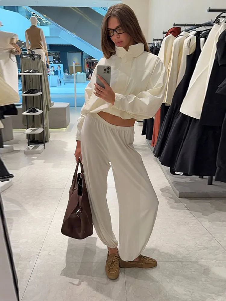 Fashion Stand Collar Womens Jacket Long Sleeve Drawstring WaistClosed Lady Jackets Autumn Winter Casual Female Streetwear 250911