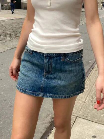 American Vintage Denim Mini Skirts Women Summer High Waist Straigth Short Faldas Casual Fashion Streetwear Cotton Skirt dongdumaoyi