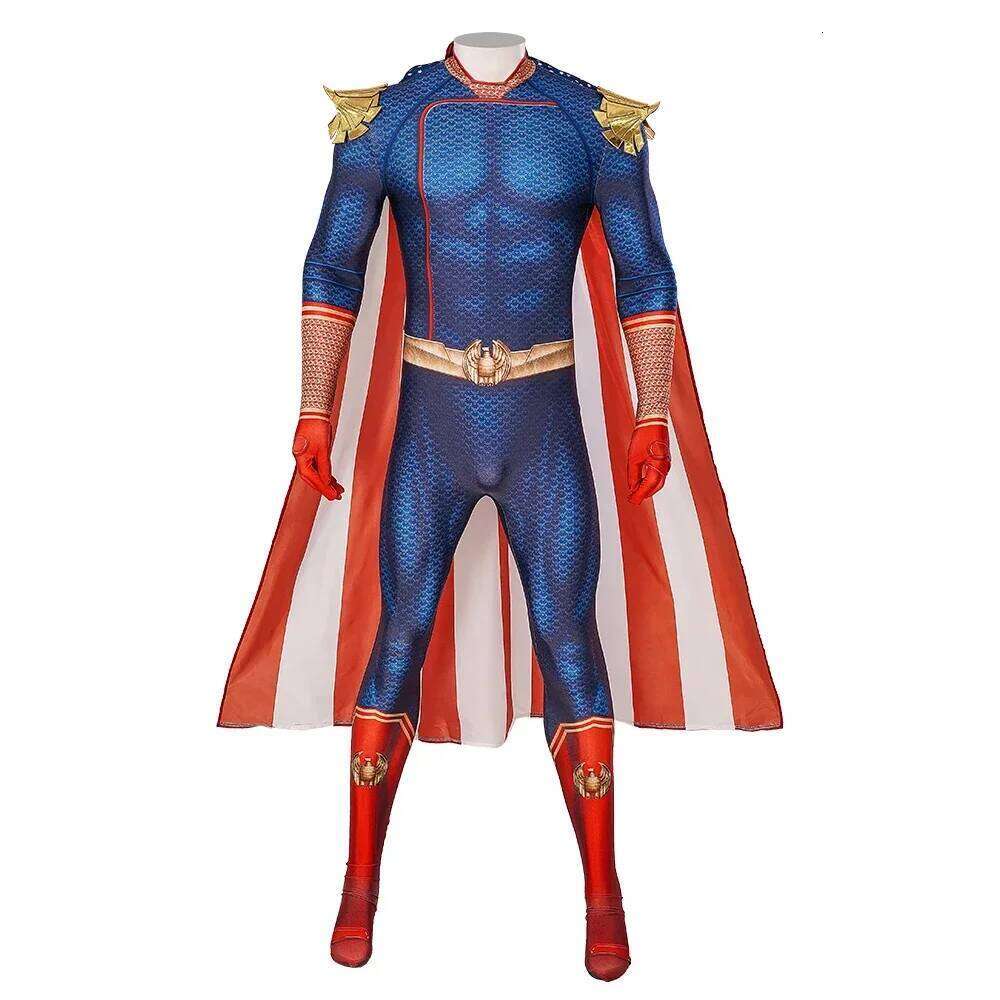 COFUN The Boys Homelander Cosplay Costume Homelander Jumpsuit and Cloak Outfit Full Set Halloween