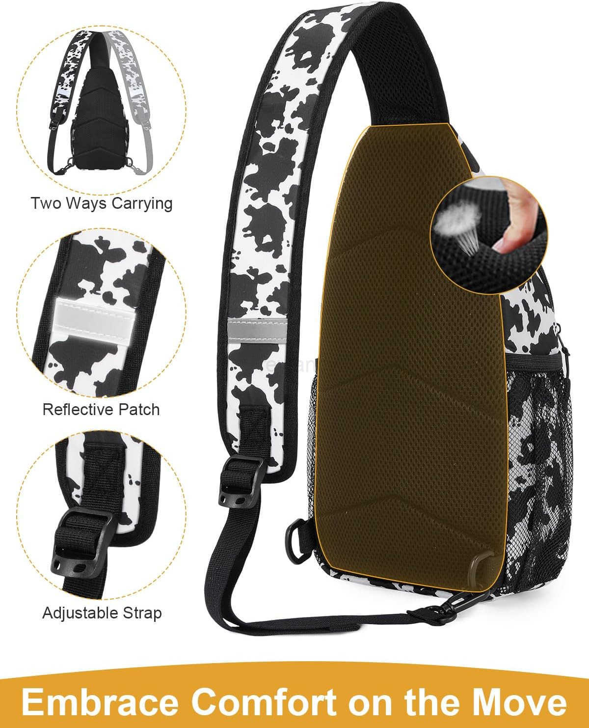 Crossbody Bags for Women Man Waterproof Sling Bag Backpack Trendy Casual Cross Body Bag with Convertible Shoulder Strap Chest Bag for Camping Hiking T