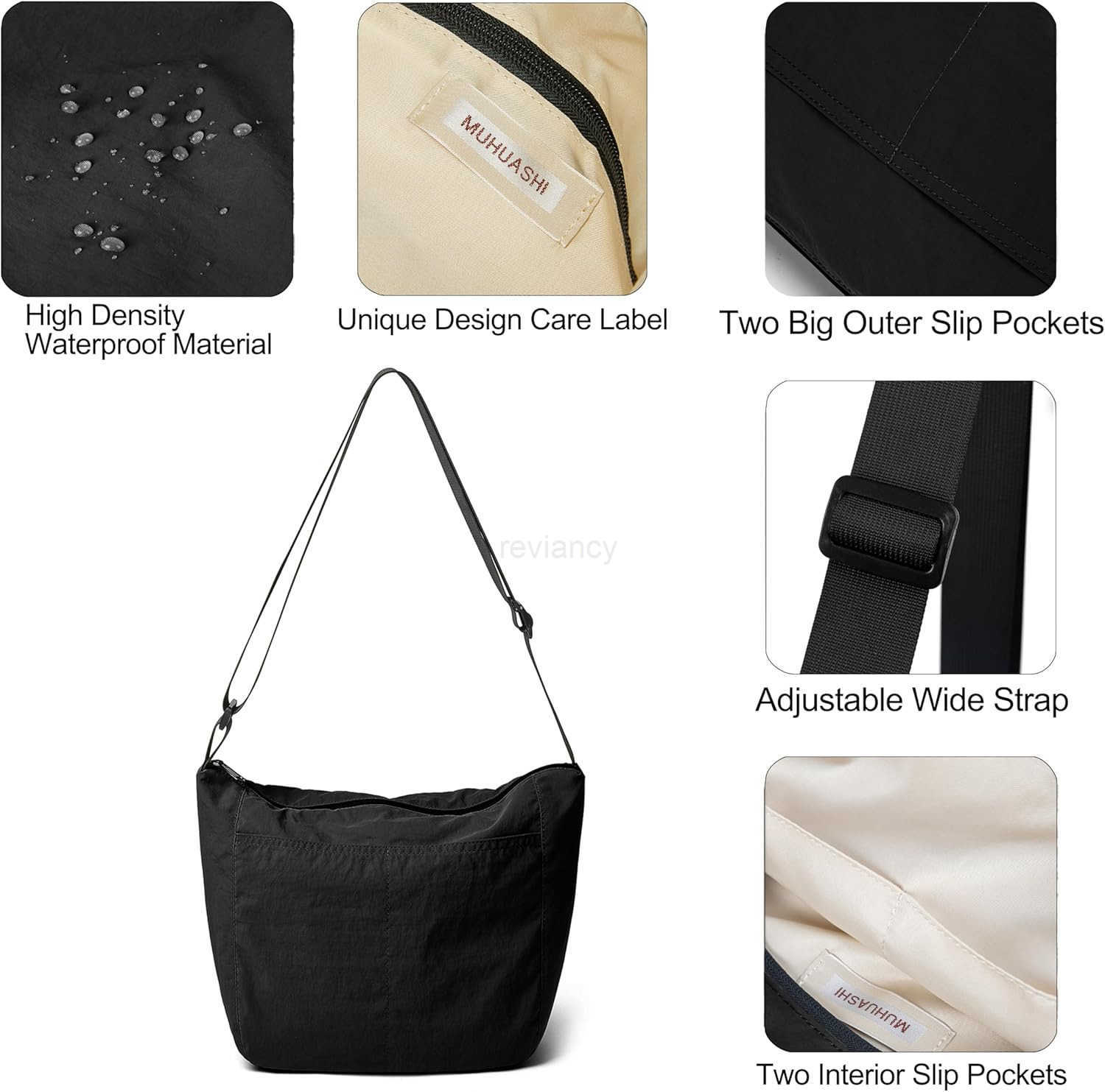 Nylon Crossbody Purse Unisex Casual Waterproof Shoulder Sling Bag With Adjustable Wide StrapW250911
