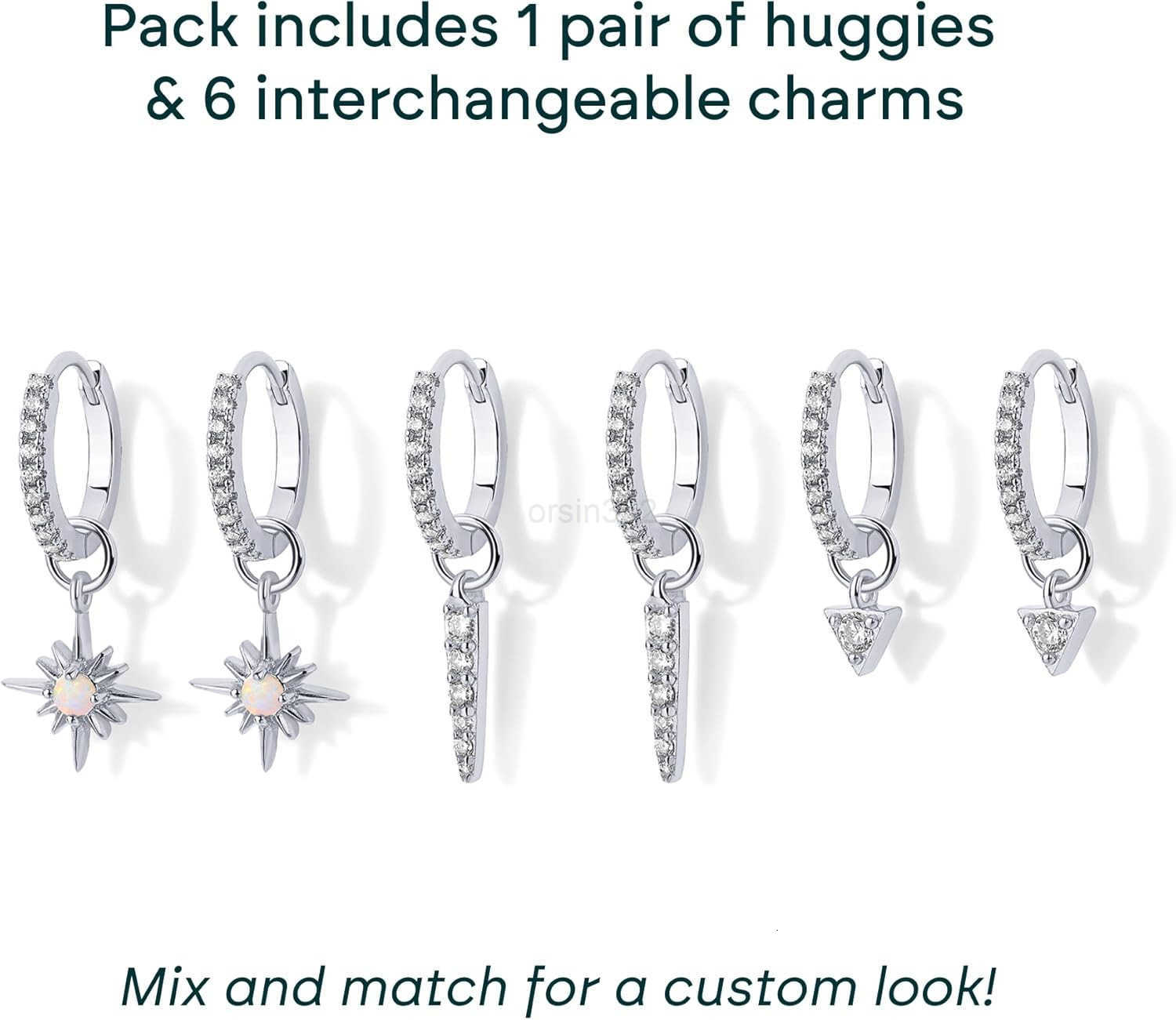 18K Gold Plated Huggie Earrings and Charm Set for Women Mix and Match Earring Pack with Cubic Zirconia Pearl Opal Star Heart Evil Eye Snake Boho Charm