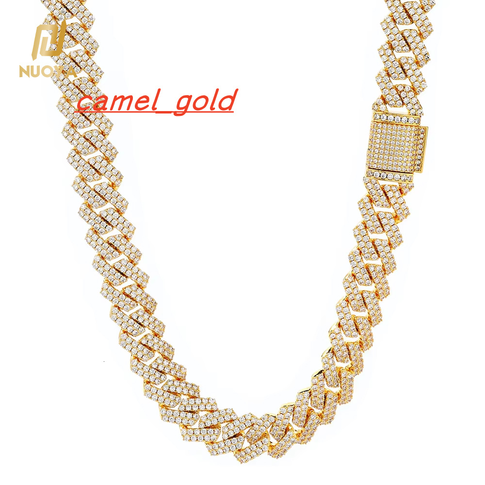 NUOYA 18K Gold Plated Iced Out Cuban Chain Necklace for Women Hip Hop Jewelry Shiny Zircon Diamond Cuban Chains