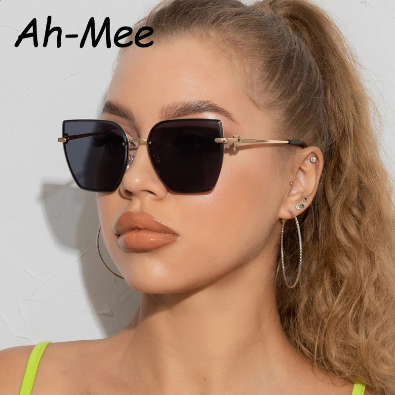 Cycling Retro Cat Eye Sunglasse n Fashion Rimless Gradient Sun Glasses Shades Cutting Lens Frameless Eyeglass 250910
